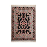 6x9 Hand Knotted Aubusson Savonnerie 100% Wool Asmara Traditional Oriental Area Rug Black, powder Blue Color